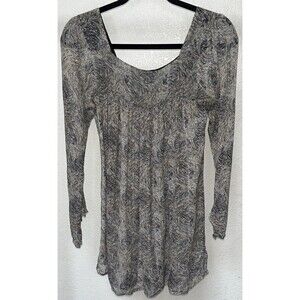 Winter Kate Vintage Silk Blouse Top Women Sz XS Paisley Taupe